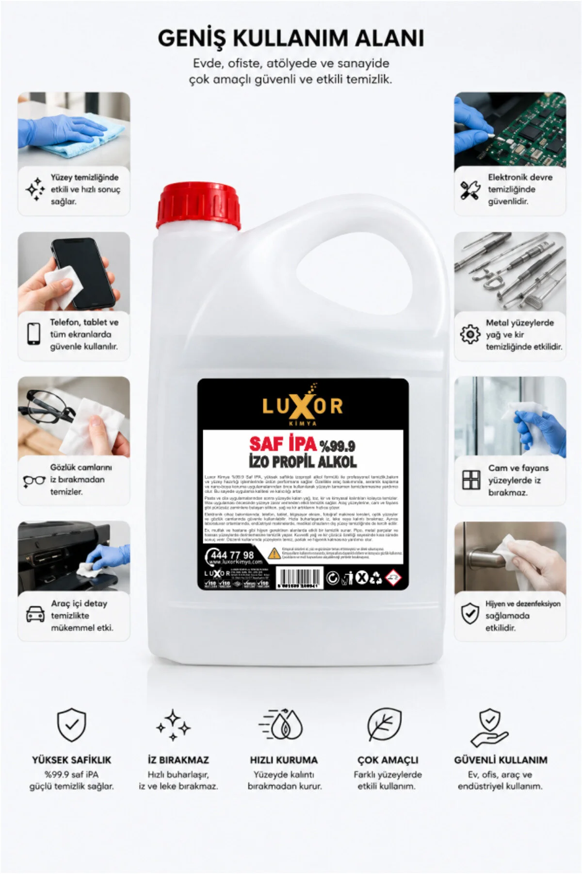 Kimya Saf İzopropil Alkol 3 Litre (IPA) %99.9 (Dezenfektan Alkolü) görsel 2