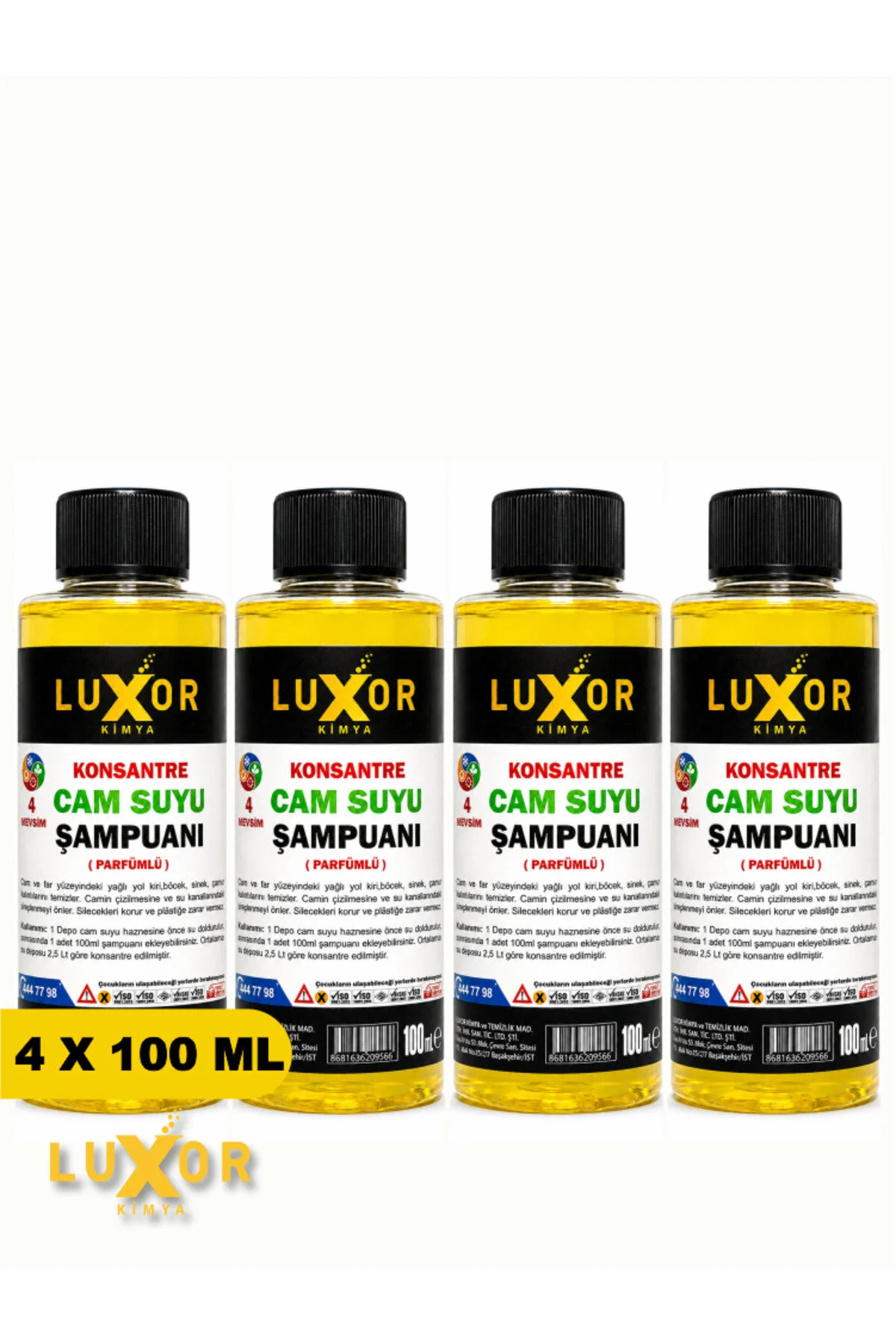 Konsantre Oto Cam Suyu Şampuanı 100ml 4 Adet