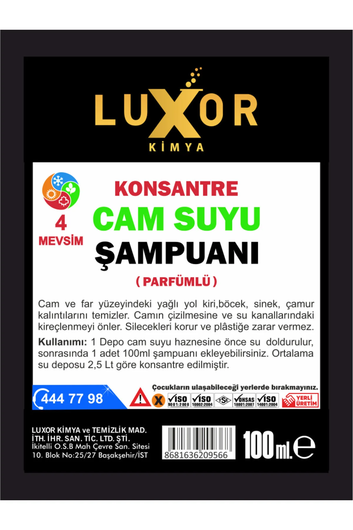 Konsantre Oto Cam Suyu Şampuanı 100ML 1 Adet görsel 4